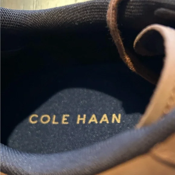 Cole Haan Brown Perforated Leather Lace-Up Sneakers - Picture 4 of 5